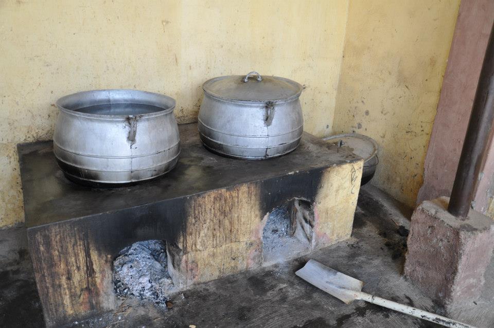 The large pots in which fresh shea nuts are boiled