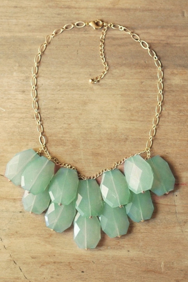 Aqua Mint Statement Necklace handcrafted by Megan of Nestled.