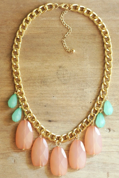 Peach Coral and Mint Statement Necklace by Nestled.
