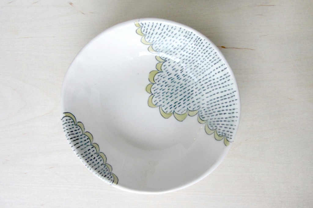 Scallops and Dashes Patterned Bowl from Elizabeth Benotti Handmade Ceramic.