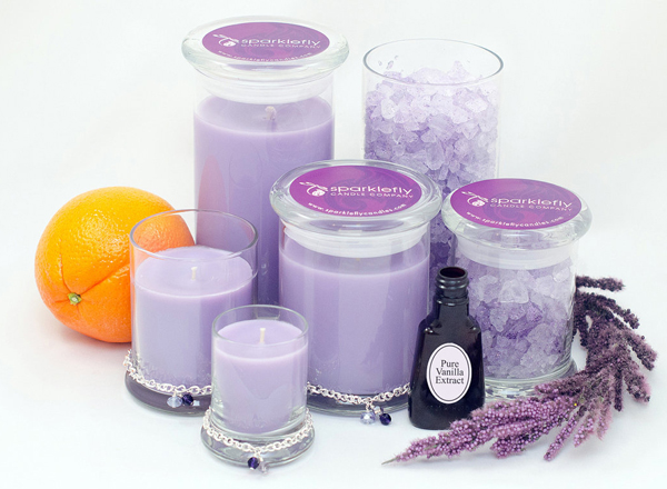 Gorgeous! Lavender Heaven Scented Candles & Sparkle Stones by Sparklefly Candle Company.