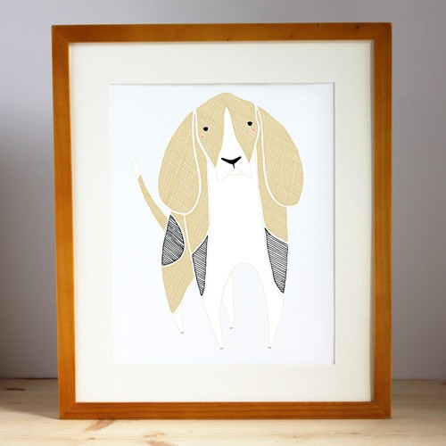 Beagle Illustration Print by Gingiber