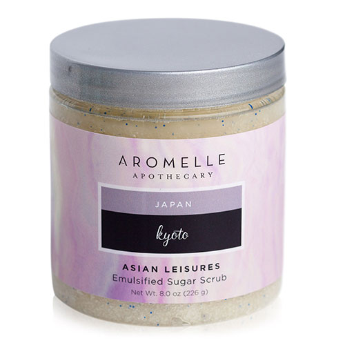 Aromelle sugar scrub presentation, after Brick House Branding and rebrand