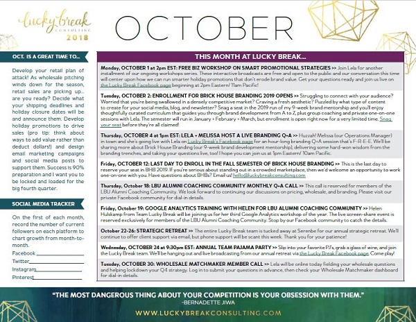 October 2018 Calendar