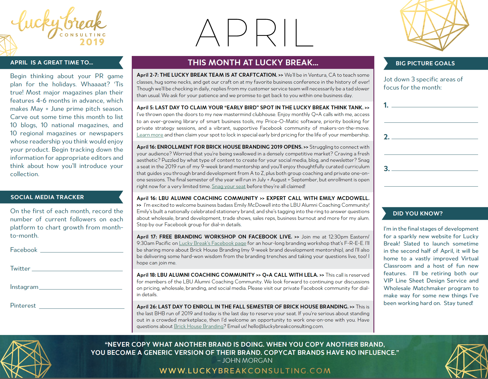 April 2019 Calendar