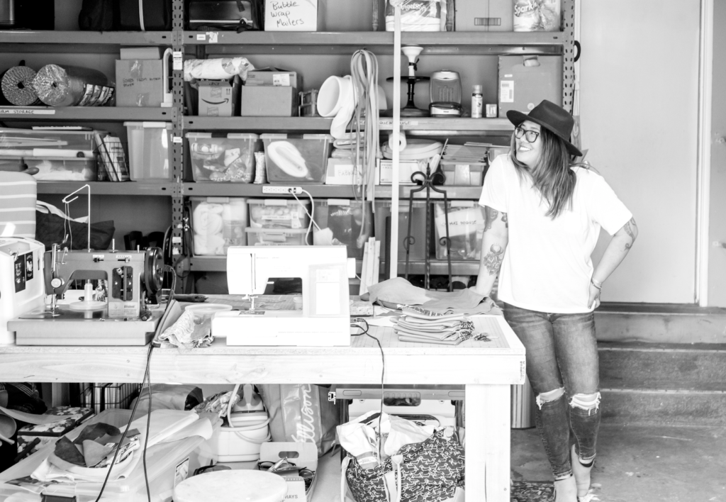 angie of bobo design studio in her home workshop business