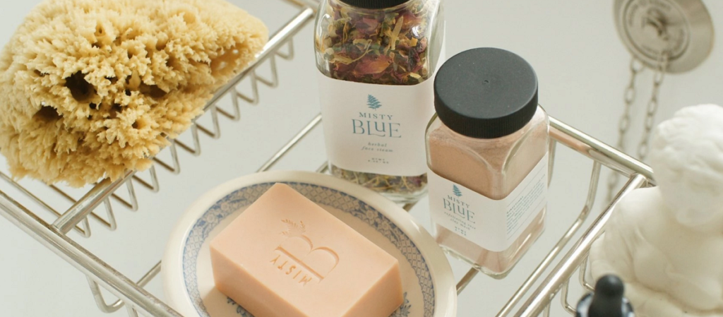 Misty Blue Botanicals bath set