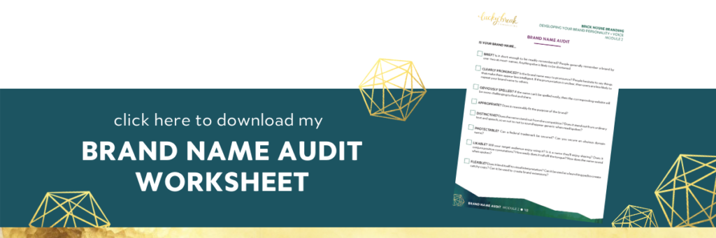 Downloadable audit for how to choose a business name.